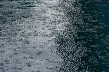 heavy rain on the sea close-up macro shot