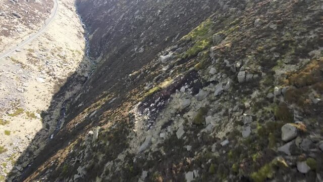 Aerial Drone Fly Over Valley In Stunning Dovestone Reservoir Peak District National Park Greenfield Saddleworth Moor Manchester