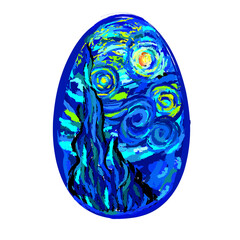 A vector illustration of a single Easter egg in post-impressionism style on an isolated white background