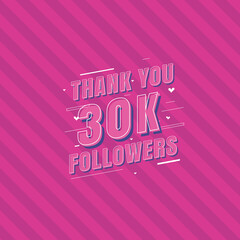 Thank you 30k Followers celebration, Greeting card for 30000 social followers.