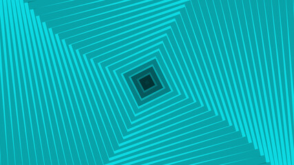 Loopable abstract digital neon geometric tunnel background. Futuristic sparkling pattern that moves forward with blue green colors on bright. Technology and cyber concept with copy space