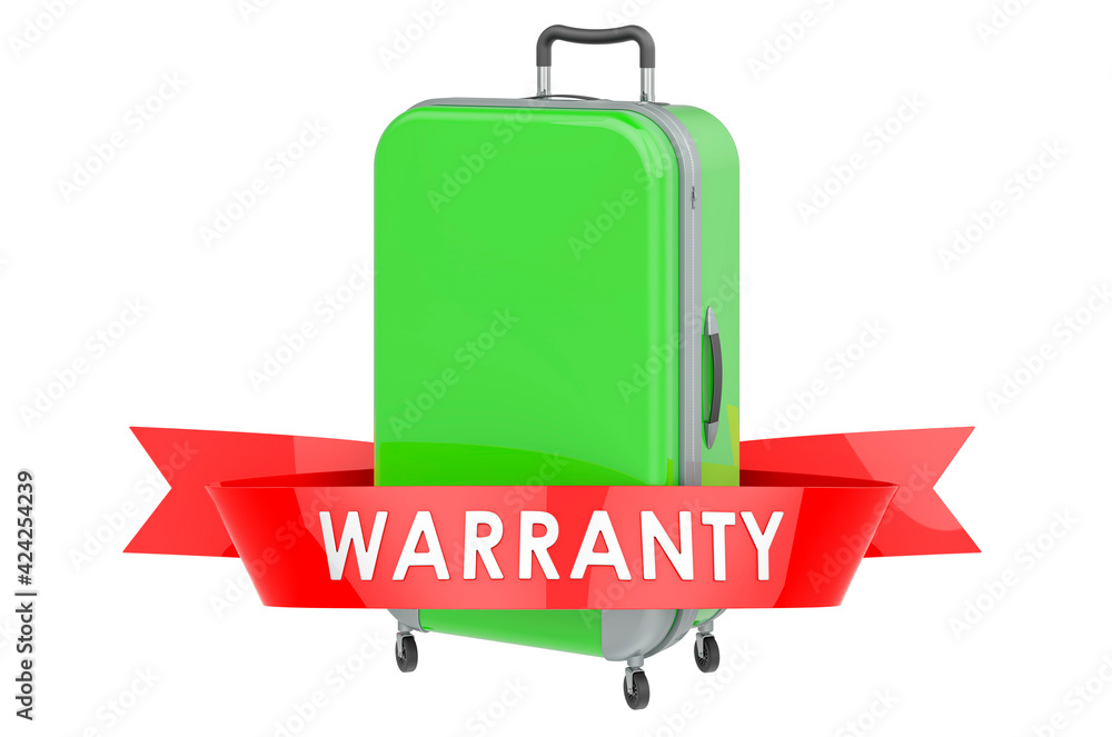 Poster hardside luggage with spinner wheels and telescoping handle warranty concept. 3d rendering