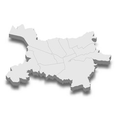 3d isometric map of Tirana City is a Capital of Albania