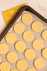 Shortbread biscuits dough: butter, sugar and flour.