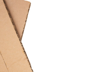 A cardboard paper pieces isolated on the white background. Top view.