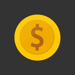 Obraz premium Coin Icon Logo Design isolated on black background. illustration