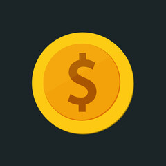 Coin Icon Logo Design isolated on black background. Vector illustration