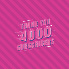 Thank you 4000 Subscribers celebration, Greeting card for 4k social Subscribers.