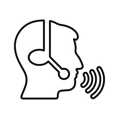 Call center, operator, customer support outline icon. Line art design.