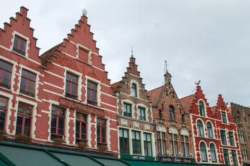 Belgium, Bruges, .colorful buildings on the main square