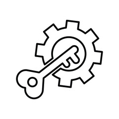 Security key, settings, protection outline icon. Line art design.