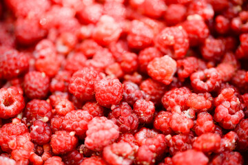 Background of fresh ripe raspberries