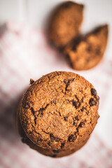 Tasty biscuits with chocolate. Sweet chocolate cookies
