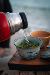 tea ceremony by the seashore