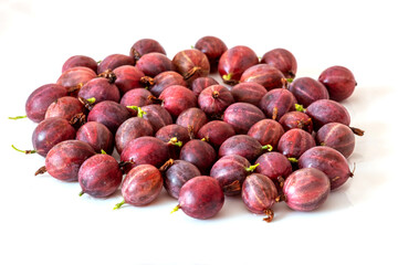 Ripe gooseberries on a white isolated background