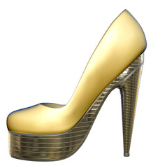 Golden High heel shoe, woman futuristic footwear