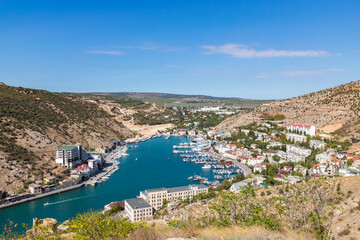 Fototapeta premium Summer view of Balaklava bay from the hill.