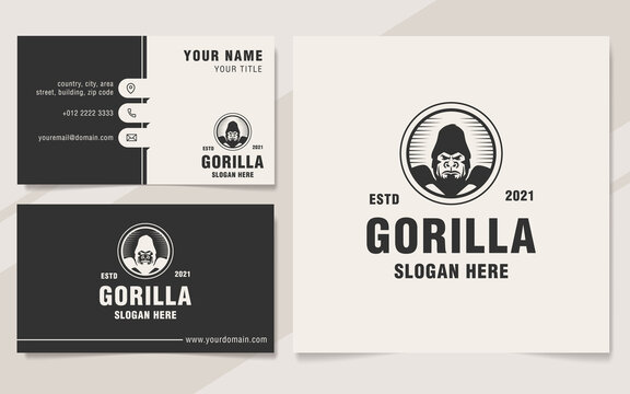 Vintage gorilla logo template monogram style