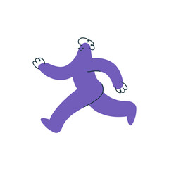 Adorable man done with black lines and purple color runs