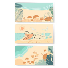 Abstract banners with seascape