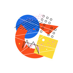 Hand drawn abstract pattern with set of shapes on white