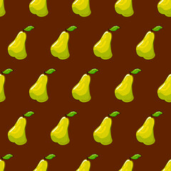 Yellow Pear Wallpaper Pattern. Vector Seamless Pattern.