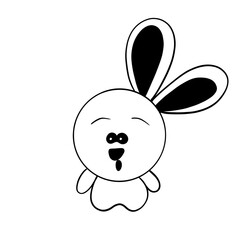 baby rabbit cartoon character black line
