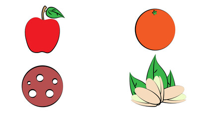 Daily Food Products Of Bread, Dairy, Vegetables, Fruits And Meat Icons