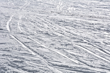 Ski traces in the snow