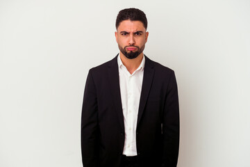 Young mixed race business man isolated on white background