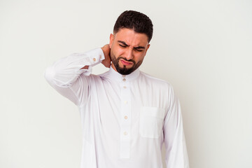 Young arab man wearing typical arab clothes isolated on white background