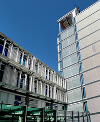 modern buildings with metal and glass facades