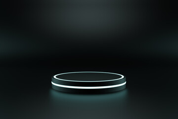 Black podium isolated on a dark background