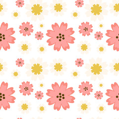 Seamless floral pattern on a white background for printing on fabric, textiles, decorative pillows, bed linen.