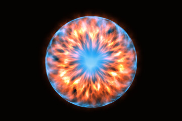 Abstract energy ball on black background. Magic lightning plasma with energy inside.