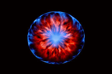 Abstract energy ball on black background. Magic lightning plasma with energy inside.