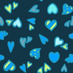 Hearts. Seamless illustration. Cartoon style sketch love. Hand outline drawing. Funny cute background illustration. vector