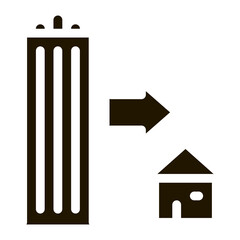 skyscraper and house glyph icon vector. skyscraper and house sign. isolated symbol illustration