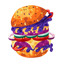 Burger vector flat illustration. Fast food