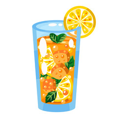 Glass of lemonade vector illustration.