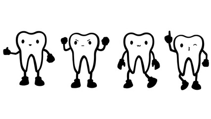Cartoon teeth set