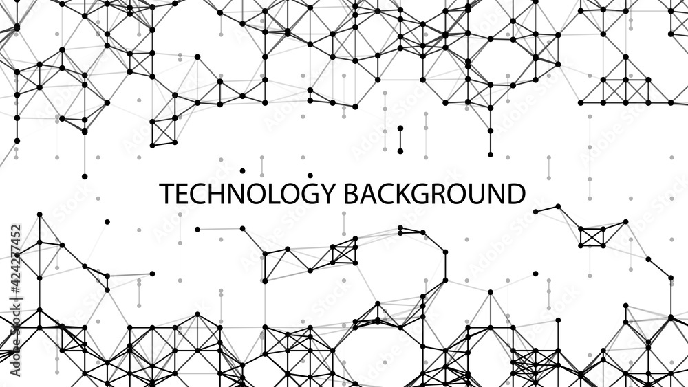 Leinwandbilder Abstract digital background of points and lines. Glowing black plexus. Big data. Network or connection. Abstract technology science background. 3d vector illustration.