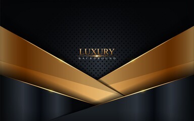 Fototapeta premium Luxury Black and Gold Combination Background Design with Overlap Layer Textured. Background Design Vector Illustration.