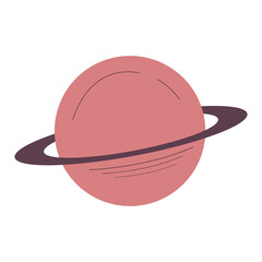 The planet is fashionable, isolated on a white background. Minimal design. Fashionable vector illustration in flat linear style. Minimalist abstract aesthetic style. Planet with Rings.