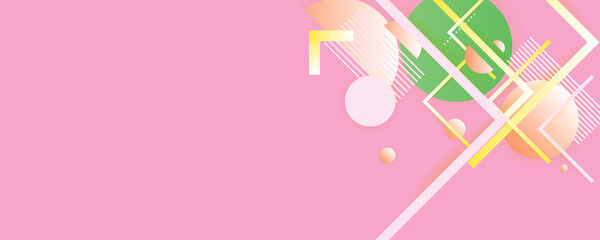 Bright juicy colors background with geometric elements, lines and dots for text, universal design, banner concept