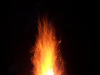 flame on a black background