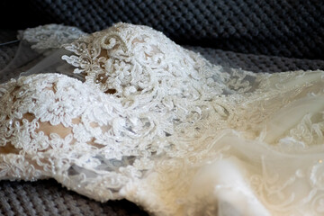 Wedding dress, lace, close up