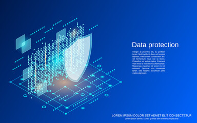 Data protection, information security flat isometric vector concept illustration
