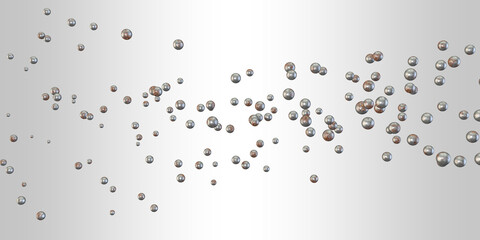 Abstract rusty spheres fly in the air on a gray background. Modern design. Desktop wallpaper