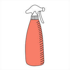Spray gun in outline style on white background. Vector illustration in three colors. Perfect for advertising hairdressing and for articles about hair care